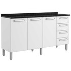 Balcão Com Tampo Evidence Aço 3 Portas 4 Gavetas 7128 Branco