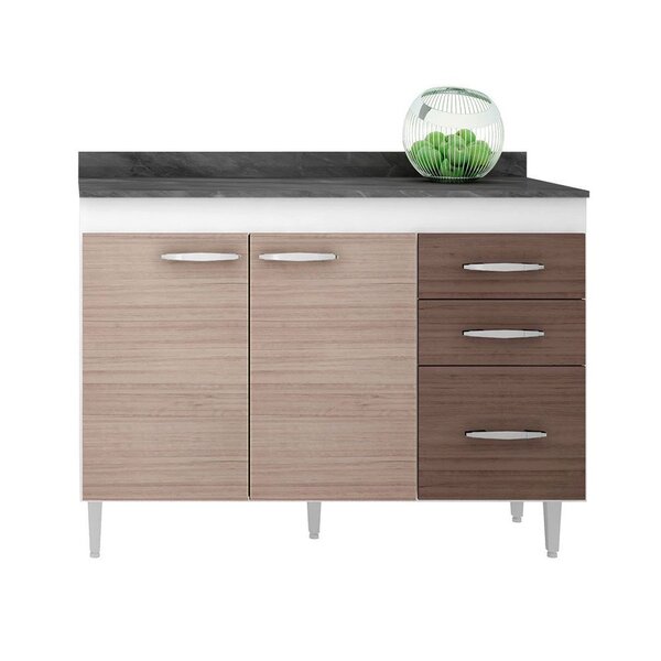 Balcão Com Tampo Manuela 2 Portas 3 Gavetas Poquema