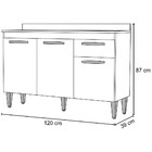 Balcão Com Tampo Milão 120cm 3 Portas Branco/preto - Lumil Mó