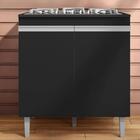 Balcão Com Tampo Para Cooktop 5 Bocas 2 Portas Andréia Preto