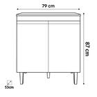Balcão Com Tampo Para Cooktop 5 Bocas 2 Portas Andréia Preto