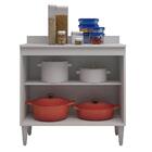 Balcão Com Tampo Turim 80cm 2 Portas Branco/preto