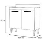 Balcão Com Tampo Turim 80cm 2 Portas Branco/preto