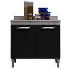 Balcão Com Tampo Turim 80cm 2 Portas Branco/preto