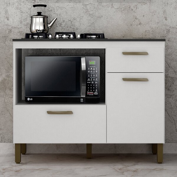 Balcão Cooktop 2 Portas 1 Gaveta Teresina Valdemóveis Branco Leroy Merlin