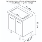 Balcão Cooktop 2 Portas 5 Bocas Mdp Uv Pés Reguláveis Jasmim