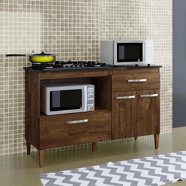 Balcão Cooktop 3 Portas 1 Gaveta Pratico