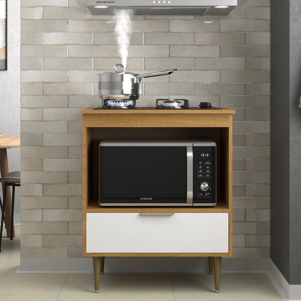 Balcão Cooktop 4 Bocas 60 Cm Pérola Nogal /branco