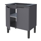 Balcão Cooktop De Cozinha Em Madeira 4 Bocas Cinza C/ Tampo C