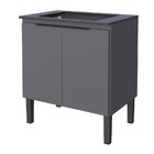 Balcão Cooktop De Cozinha Em Madeira 4 Bocas Cinza C/ Tampo C