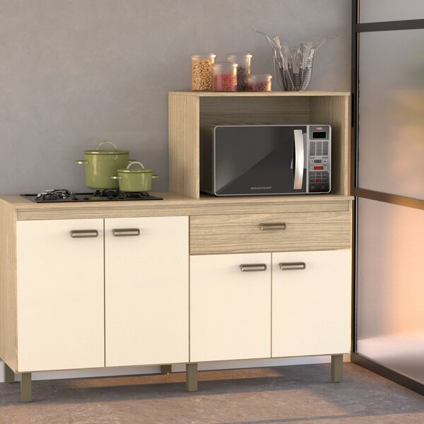 Balcão Cooktop E Forno Micro-ondas 4 Portas E 1 Gaveta Amendo