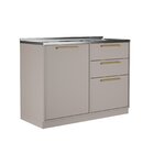 Balcão Cozinha 1 Porta 3 Gavetas 120cm Com Pia Inox 100% Mdf