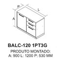 Balcão Cozinha 1 Porta 3 Gavetas 120cm Com Tampo 100% Mdf Rod