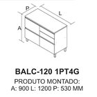 Balcão Cozinha 1 Porta 4 Gavetas 120cm Com Tampo 100% Mdf Lúm