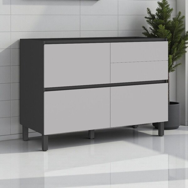 Balcão Cozinha 1 Porta 4 Gavetas 120cm Sem Tampo 100% Mdf Lúm