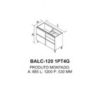 Balcão Cozinha 1 Porta 4 Gavetas 120cm Sem Tampo 100% Mdf Lúm