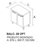 Balcão Cozinha 2 Portas 80cm Com Tampo Nápoles Itatiaia Cinam