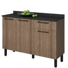 Balcão Cozinha 3 Portas 1 Gaveta Acácia 100% Mdf Itatiaia Cas