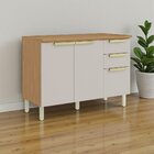 Balcão Cozinha 3 Portas 2 Gavetas 120cm Com Tampo 100% Mdf Do