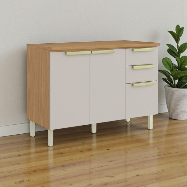 Balcão Cozinha 3 Portas 2 Gavetas 120cm Com Tampo 100% Mdf Do