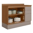 Balcão Cozinha Acacia 120cm Tampo 2 Portas 3 Gavetas Rodape