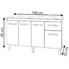 Balcão Cozinha Armário Gabinete Camila Branco Com Tampo Tampã