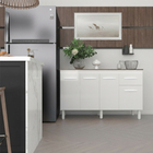 Balcão Cozinha Armário Gabinete Camila Branco Com Tampo Tampã