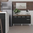 Balcão Cozinha Armário Gabinete Camila Savana Preto Com Tampo