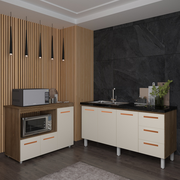 Balcão Cozinha Armário Gabinete De Pia 160 Cm Estela E Balcão