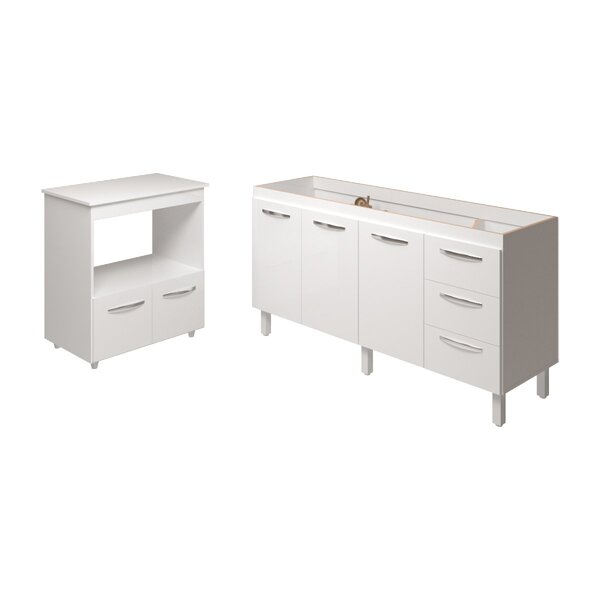 Balcão Cozinha Armário Gabinete De Pia 160 Cm Estela E Balcão