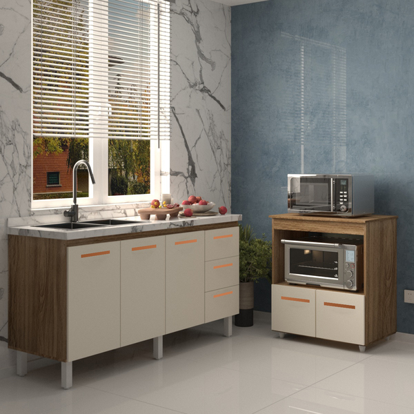 Balcão Cozinha Armário Gabinete De Pia 160 Cm Estela E Balcão