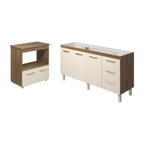 Balcão Cozinha Armário Gabinete De Pia 160 Cm Estela E Balcão