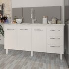 Balcão Cozinha Armário Gabinete Para Pia 157 Cm 3 Portas E 3