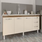 Balcão Cozinha Armário Gabinete Para Pia 157 Cm 3 Portas E 3