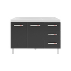 Balcão Cozinha Armário Gabinete Para Pia De 120 Cm Bianca 2 P