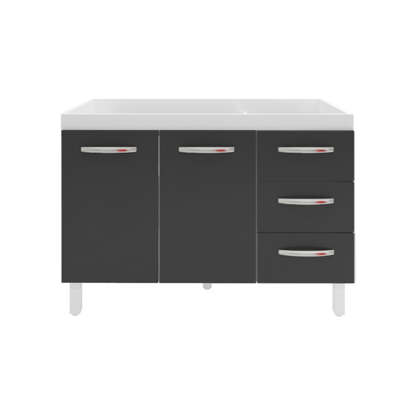 Balcão Cozinha Armário Gabinete Para Pia De 120 Cm Bianca 2 P