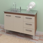 Balcão Cozinha Armário Gabinete Para Pia De 120 Cm Bianca 2 P