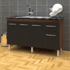 Balcão Cozinha Armário Gabinete Para Pia De 140 Cm Camile 4 P