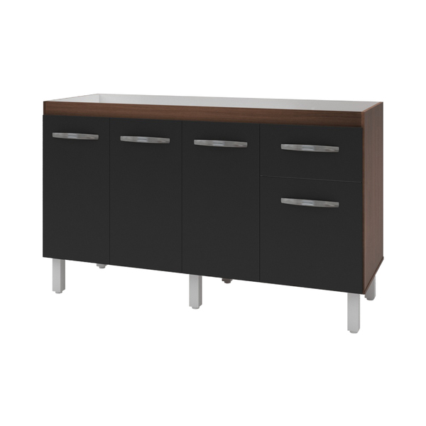 Balcão Cozinha Armário Gabinete Para Pia De 140 Cm Camile 4 P