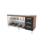 Balcão Cozinha Armário Gabinete Para Pia De 140 Cm Carina 3 P