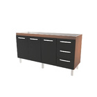 Balcão Cozinha Armário Gabinete Para Pia De 140 Cm Carina 3 P