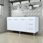 Balcão Cozinha Armário Gabinete Para Pia De 160 Cm Emily 3 Po