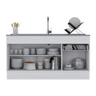 Balcão Cozinha Com Rodapé Gabinete Pia 150 Cm 3 Portas 1 Gave