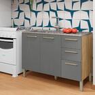 Balcão Cozinha Com Tampo E 2 Portas New Freijó Gris