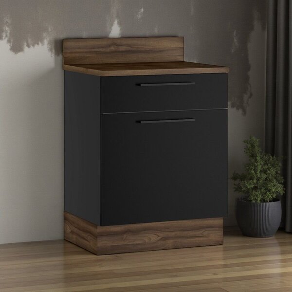 Balcão Cozinha Em Aço 1 Porta Direita 1 Gaveta 65cm Com Tampo