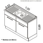 Balcão Cozinha Em Aço 2 Portas 120cm Sem Tampo Rodape Pvc Dob