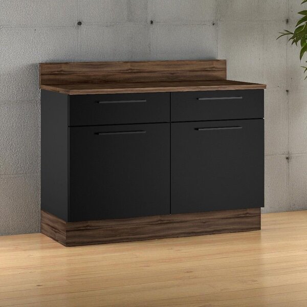 Balcão Cozinha Em Aço 2 Portas 2 Gavetas 120cm Com Tampo Dobr