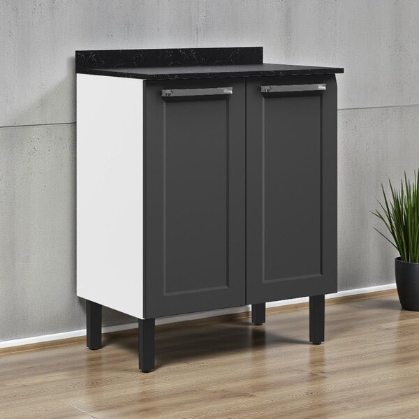 Balcão Cozinha Em Aço 2 Portas 70cm Com Tampo Florença Itatia