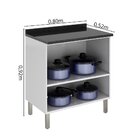 Balcão Cozinha Em Aço 2 Portas 80cm Com Tampo Com Dobradiças