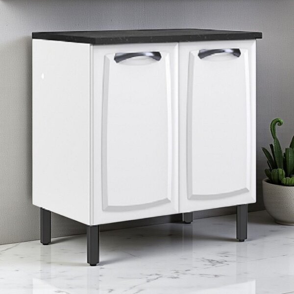 Balcão Cozinha Em Aço 2 Portas 80cm Com Tampo New Premium Ita